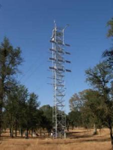 By comparing forest temperature measurements from Fluxnet towers, like this one in Tonzi Ranch, California (not actually used in this study), with nearby weather stations in grassy fields, Xuhei Lee and his colleagues could determine the warming or cooling effect of forests. Credit: Dennis Baldocchi