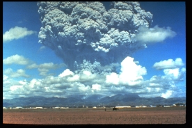 Mount Pinatubo erupts in 1991, sending dust and gas into the air that would cool the planet for following next two years. Credit: USGS/Cascades Volcano Observatory