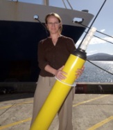 CSIRO scientist Dr Susan Wijffels holding a probe used to measure ocean salinity. Credit: CSIRO.